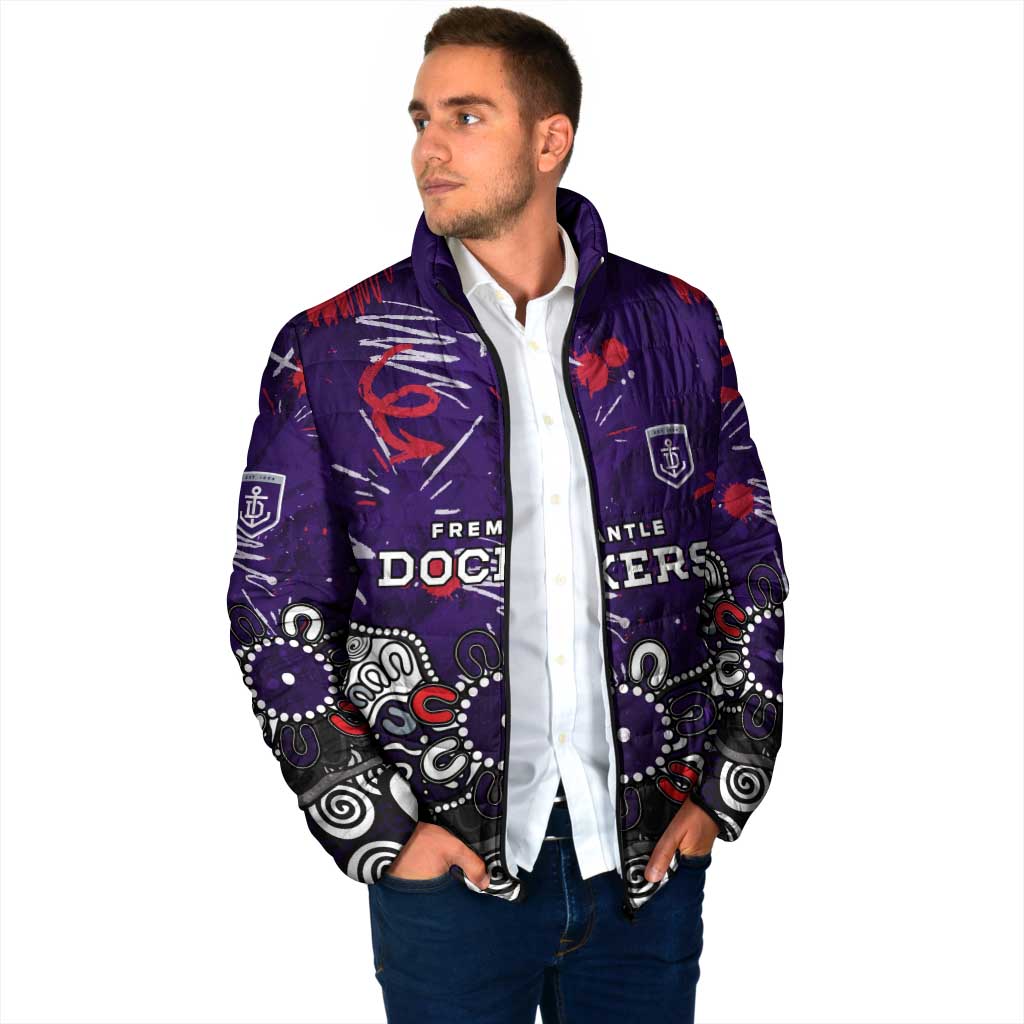 Personalized Fremantle Dockers Padded Jacket Aboriginal Dot Painting Graffiti Style