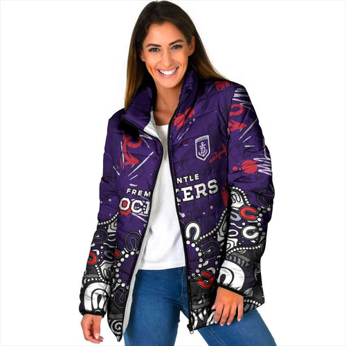 Personalized Fremantle Dockers Padded Jacket Aboriginal Dot Painting Graffiti Style