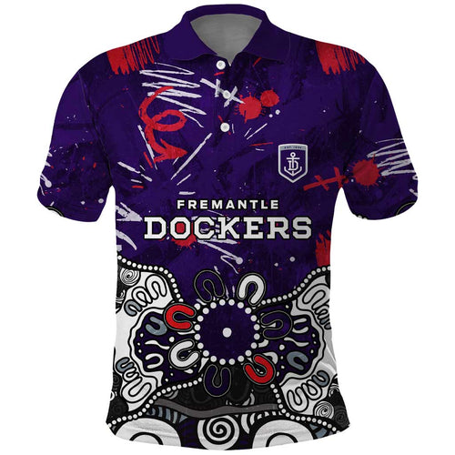 Personalized Fremantle Dockers Polo Shirt Aboriginal Dot Painting Graffiti Style