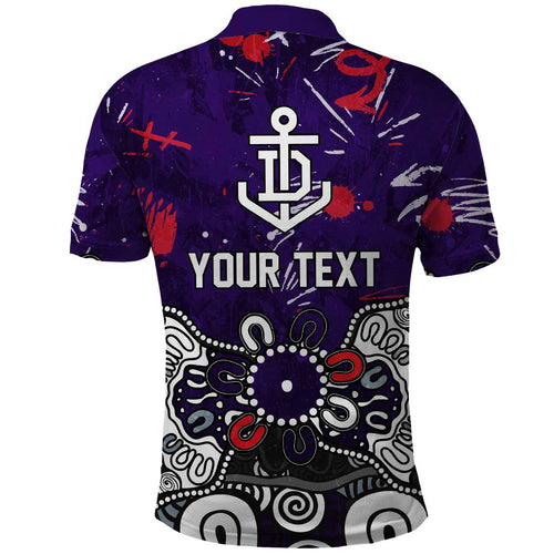 Personalized Fremantle Dockers Polo Shirt Aboriginal Dot Painting Graffiti Style