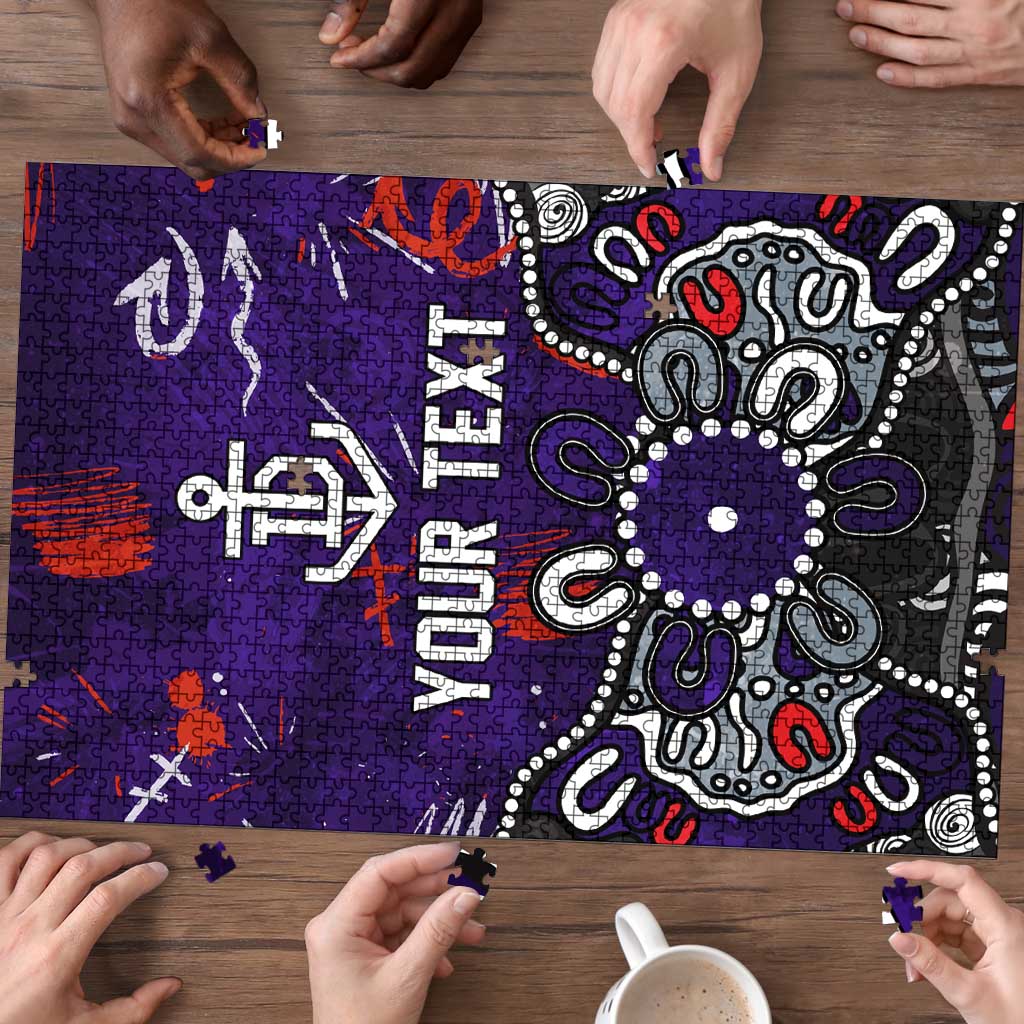 Personalized Fremantle Dockers Puzzle Aboriginal Dot Painting Graffiti Style