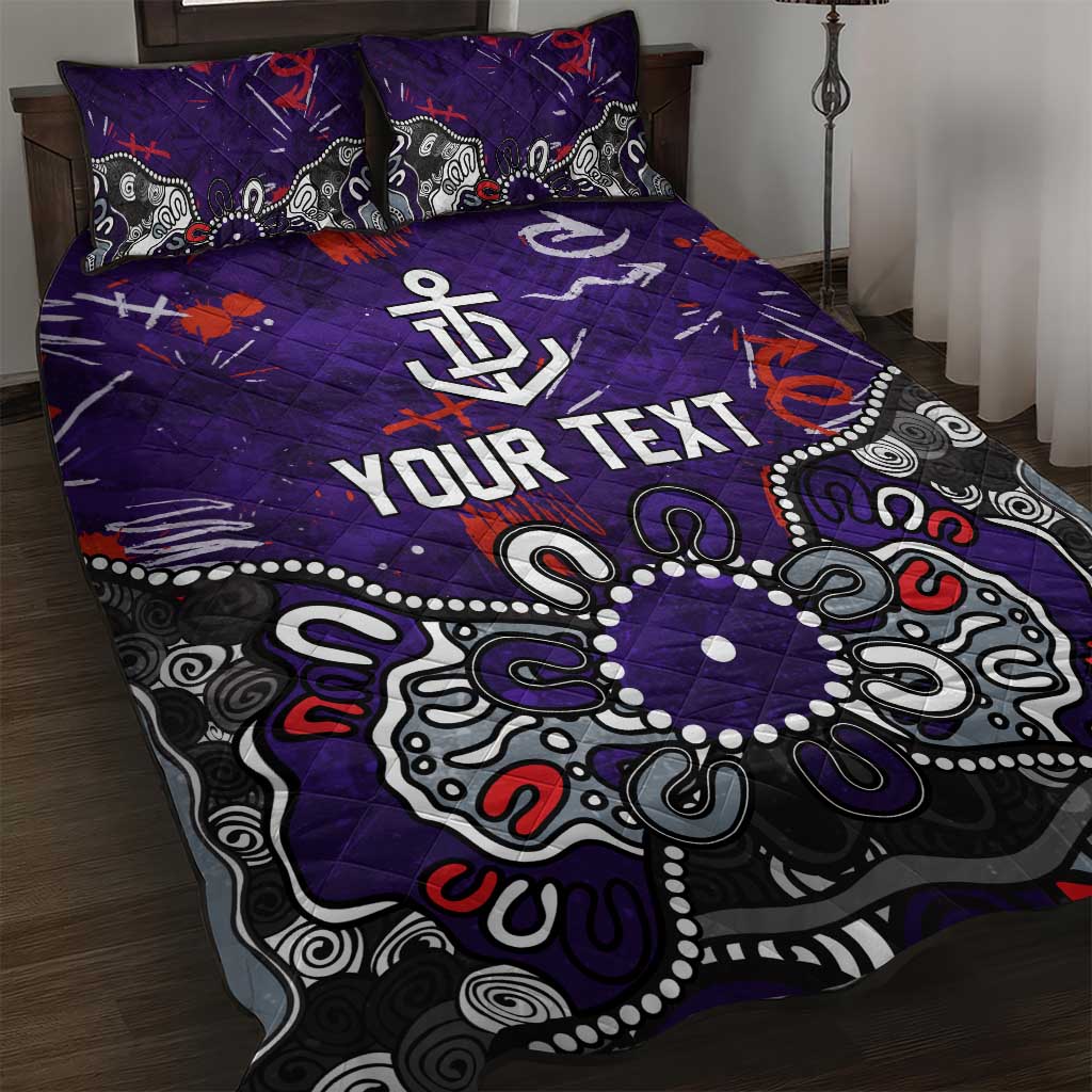 Personalized Fremantle Dockers Quilt Bed Set Aboriginal Dot Painting Graffiti Style