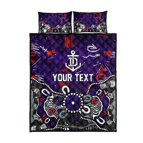 Personalized Fremantle Dockers Quilt Bed Set Aboriginal Dot Painting Graffiti Style