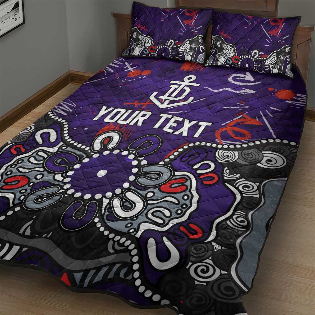Personalized Fremantle Dockers Quilt Bed Set Aboriginal Dot Painting Graffiti Style