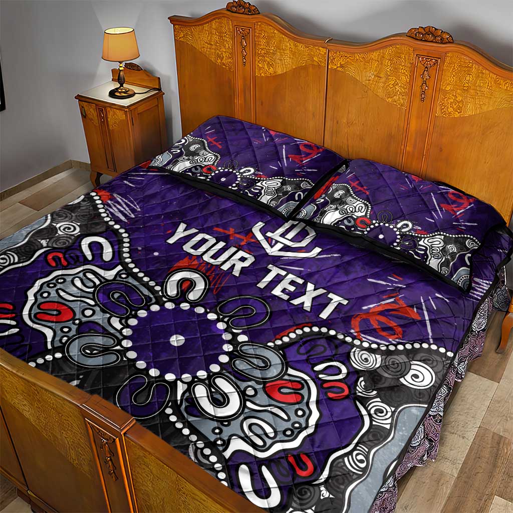 Personalized Fremantle Dockers Quilt Bed Set Aboriginal Dot Painting Graffiti Style