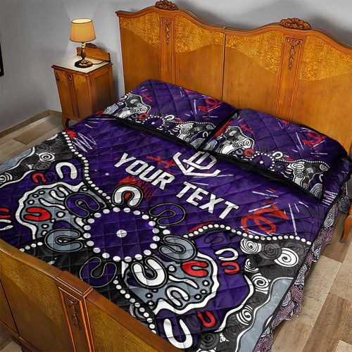 Personalized Fremantle Dockers Quilt Bed Set Aboriginal Dot Painting Graffiti Style