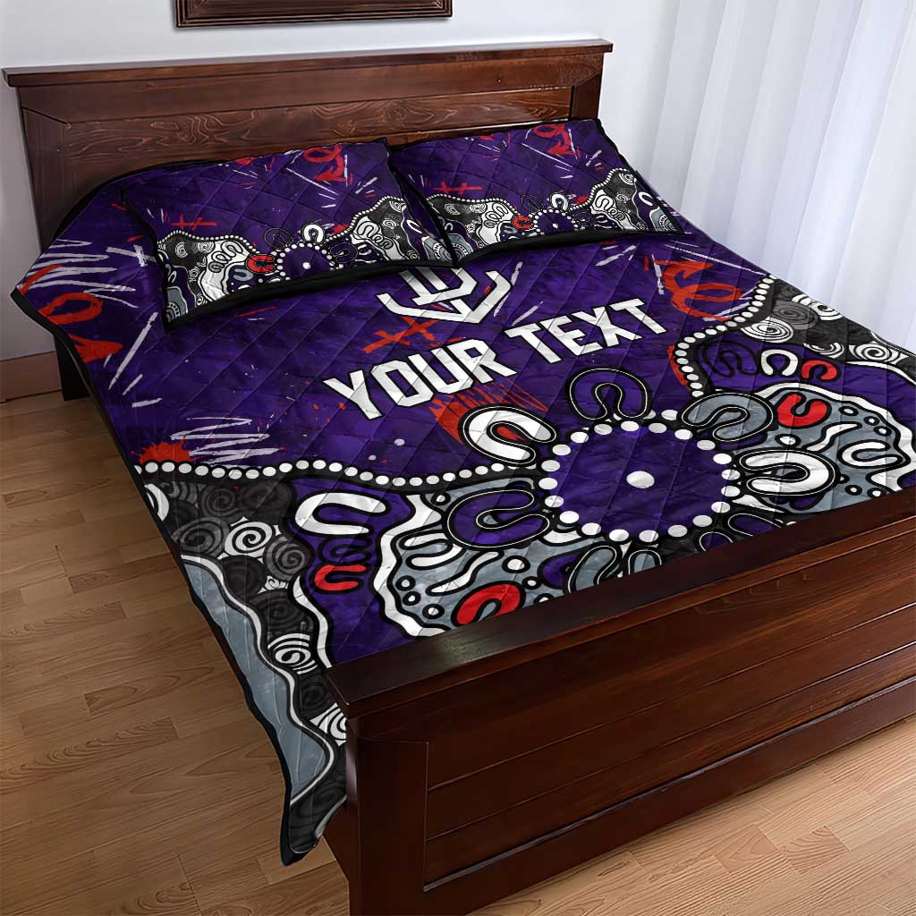 Personalized Fremantle Dockers Quilt Bed Set Aboriginal Dot Painting Graffiti Style