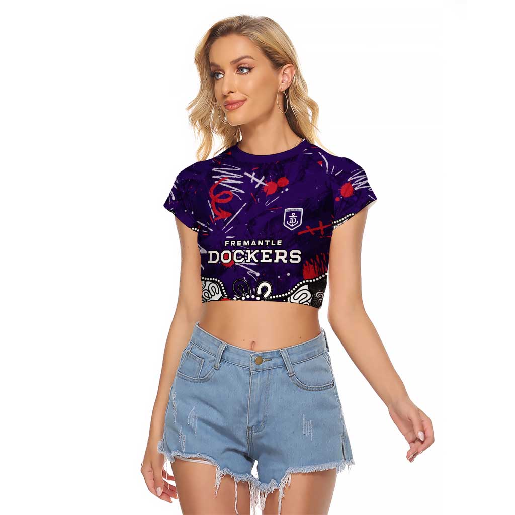 Personalized Fremantle Dockers Raglan Cropped T Shirt Aboriginal Dot Painting Graffiti Style