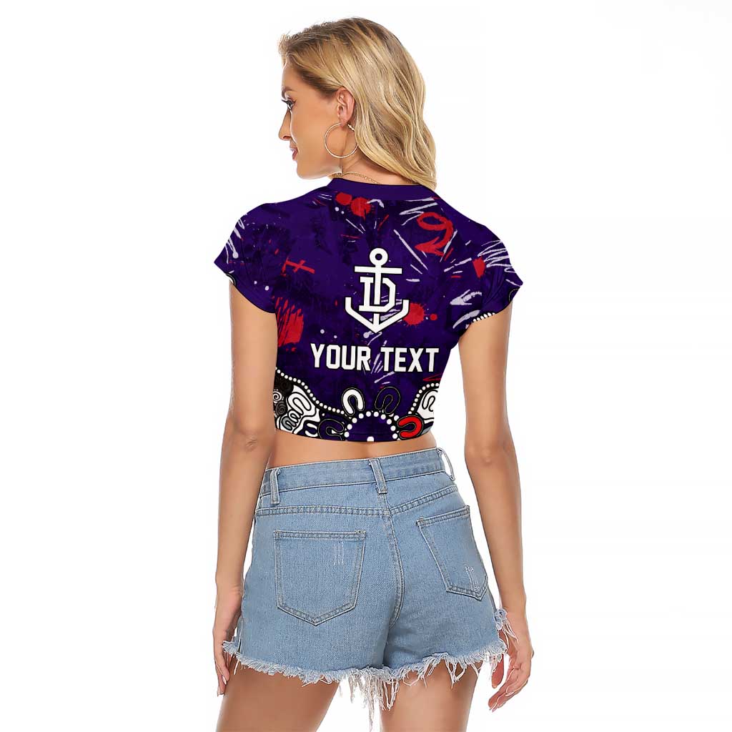 Personalized Fremantle Dockers Raglan Cropped T Shirt Aboriginal Dot Painting Graffiti Style