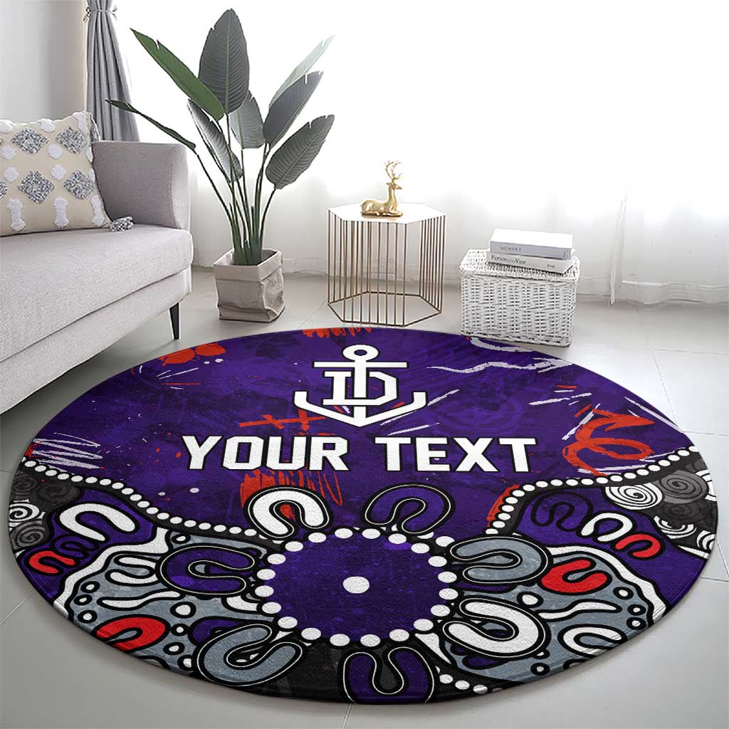 Personalized Fremantle Dockers Round Carpet Aboriginal Dot Painting Graffiti Style