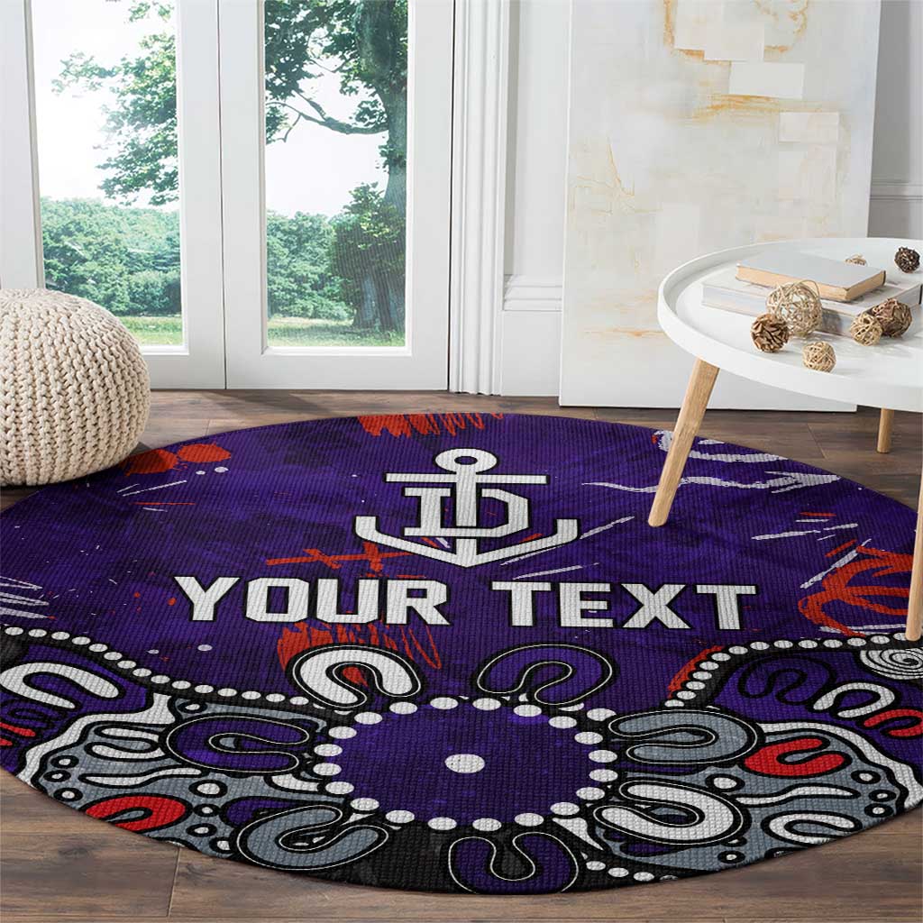 Personalized Fremantle Dockers Round Carpet Aboriginal Dot Painting Graffiti Style