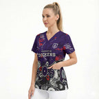 Personalized Fremantle Dockers Scrub Top Aboriginal Dot Painting Graffiti Style