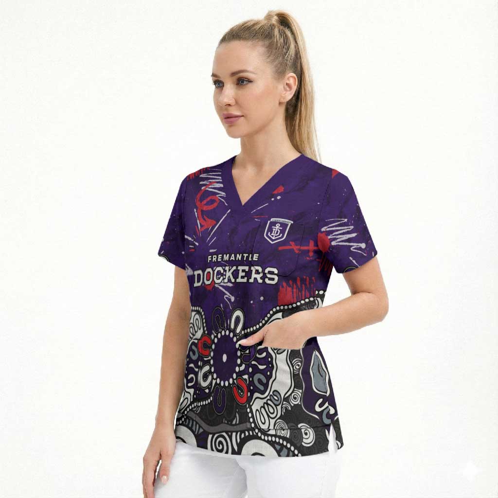 Personalized Fremantle Dockers Scrub Top Aboriginal Dot Painting Graffiti Style