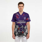 Personalized Fremantle Dockers Scrub Top Aboriginal Dot Painting Graffiti Style