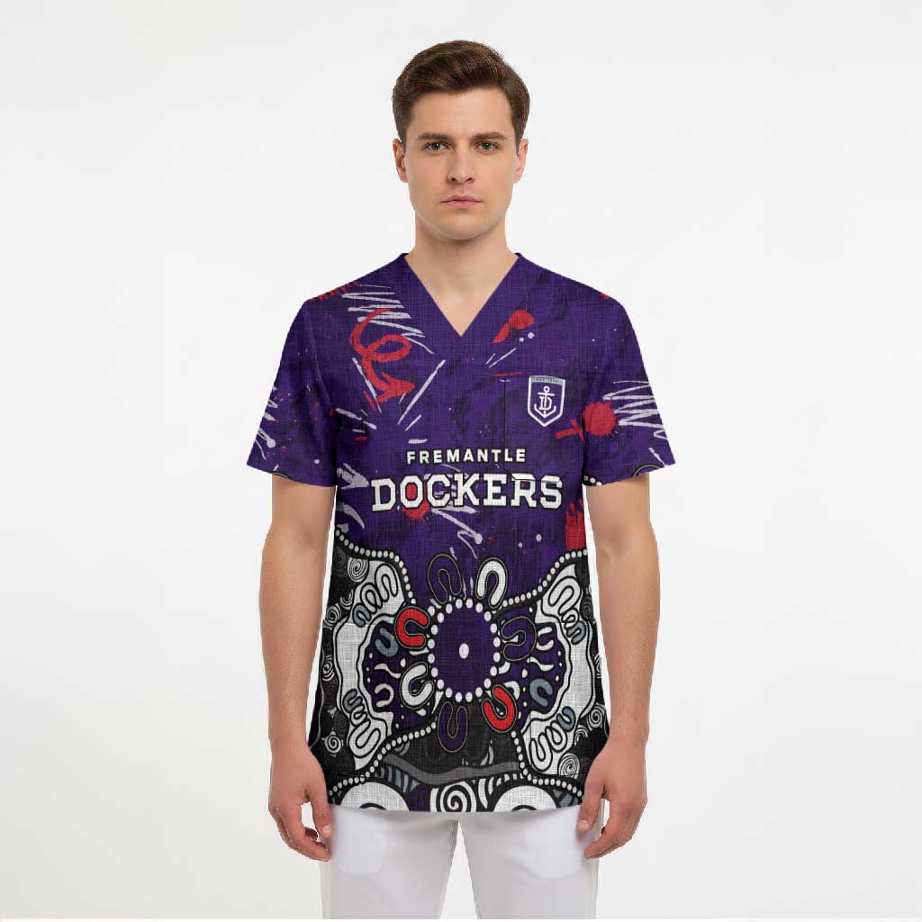 Personalized Fremantle Dockers Scrub Top Aboriginal Dot Painting Graffiti Style