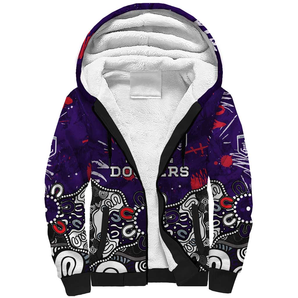 Personalized Fremantle Dockers Sherpa Hoodie Aboriginal Dot Painting Graffiti Style