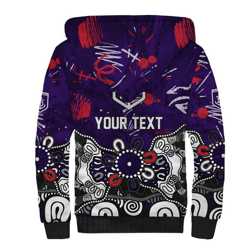 Personalized Fremantle Dockers Sherpa Hoodie Aboriginal Dot Painting Graffiti Style