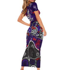 Personalized Fremantle Dockers Short Sleeve Bodycon Dress Aboriginal Dot Painting Graffiti Style