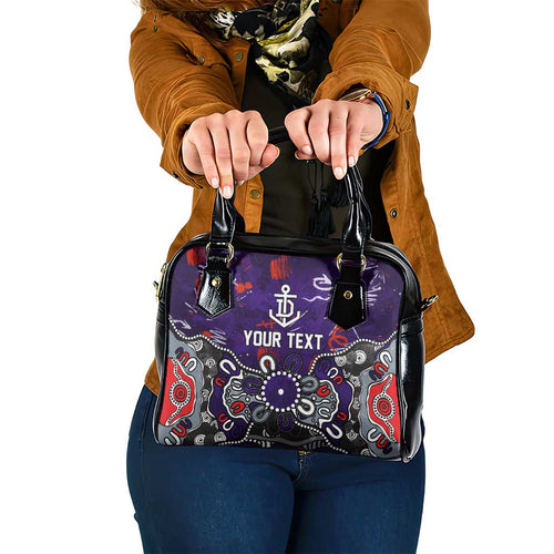 Personalized Fremantle Dockers Shoulder Handbag Aboriginal Dot Painting Graffiti Style
