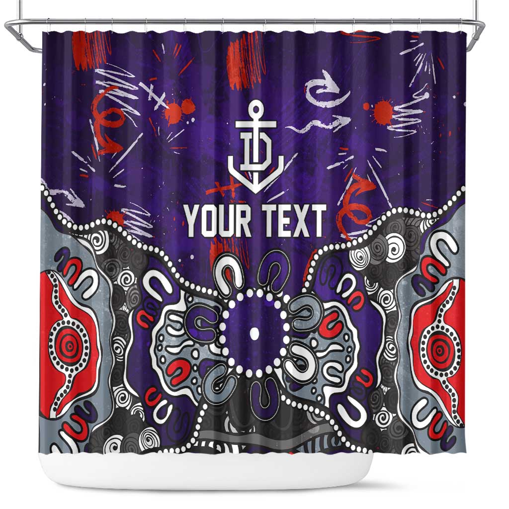 Personalized Fremantle Dockers Shower Curtain Aboriginal Dot Painting Graffiti Style