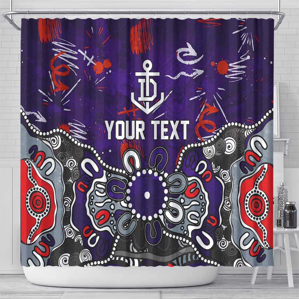 Personalized Fremantle Dockers Shower Curtain Aboriginal Dot Painting Graffiti Style