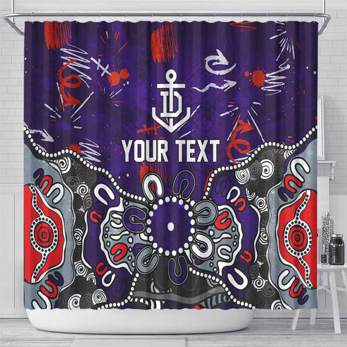 Personalized Fremantle Dockers Shower Curtain Aboriginal Dot Painting Graffiti Style
