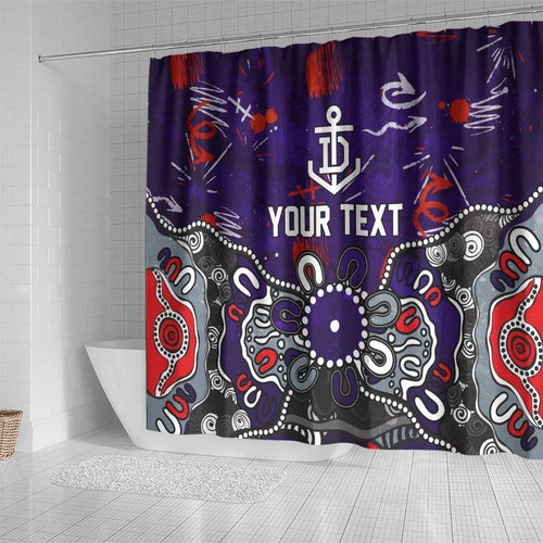 Personalized Fremantle Dockers Shower Curtain Aboriginal Dot Painting Graffiti Style