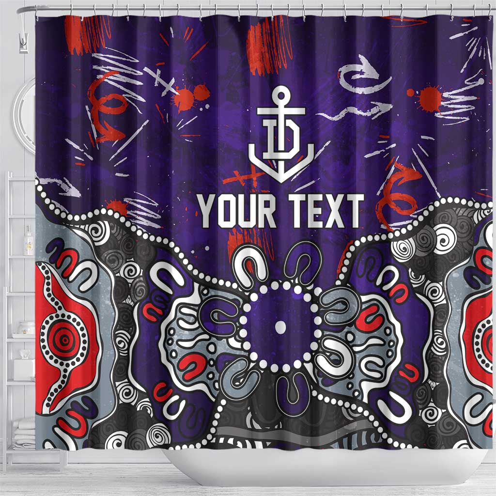 Personalized Fremantle Dockers Shower Curtain Aboriginal Dot Painting Graffiti Style
