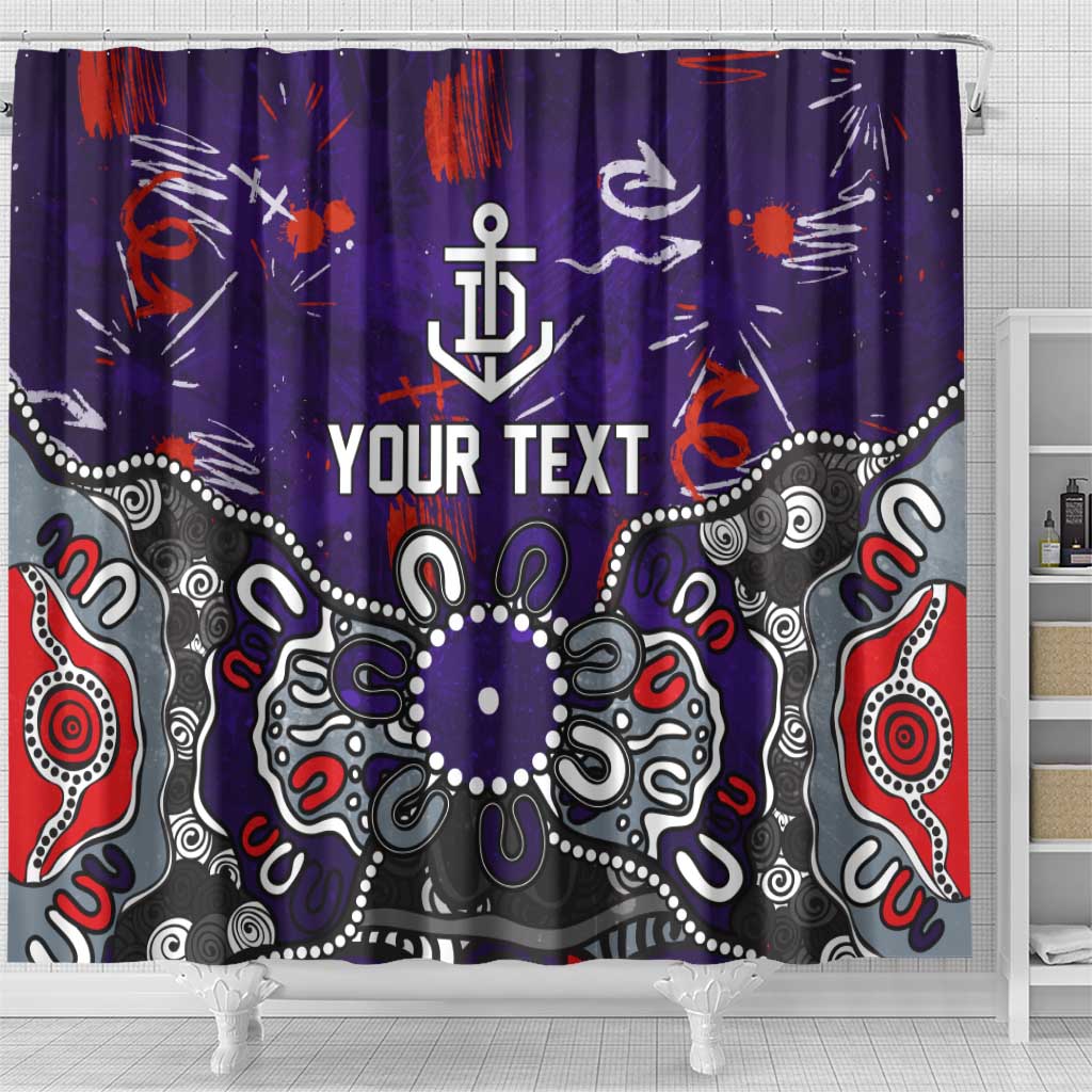 Personalized Fremantle Dockers Shower Curtain Aboriginal Dot Painting Graffiti Style