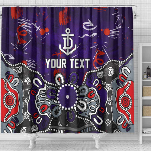 Personalized Fremantle Dockers Shower Curtain Aboriginal Dot Painting Graffiti Style