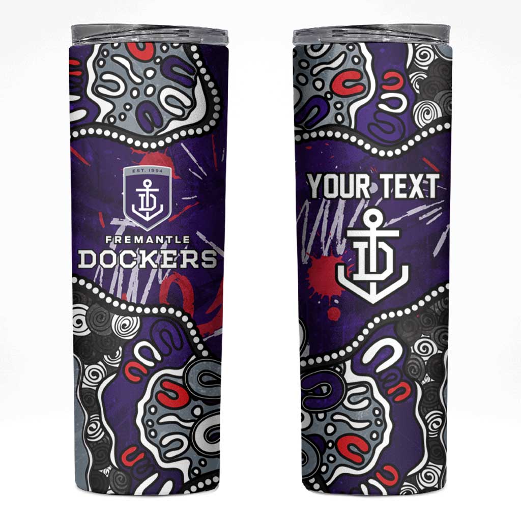 Personalized Fremantle Dockers Skinny Tumbler Aboriginal Dot Painting Graffiti Style