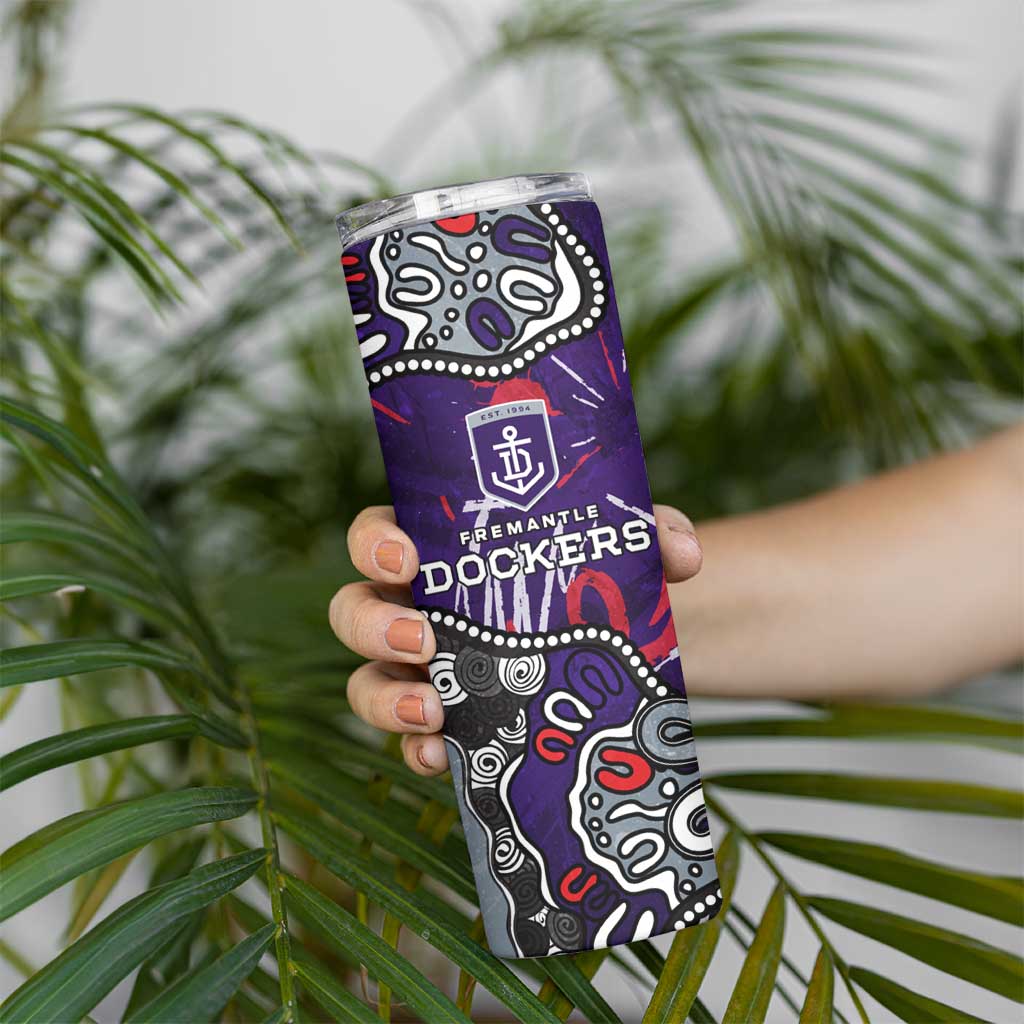 Personalized Fremantle Dockers Skinny Tumbler Aboriginal Dot Painting Graffiti Style