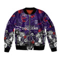 Personalized Fremantle Dockers Sleeve Zip Bomber Jacket Aboriginal Dot Painting Graffiti Style