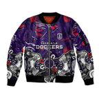 Personalized Fremantle Dockers Sleeve Zip Bomber Jacket Aboriginal Dot Painting Graffiti Style