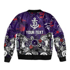 Personalized Fremantle Dockers Sleeve Zip Bomber Jacket Aboriginal Dot Painting Graffiti Style