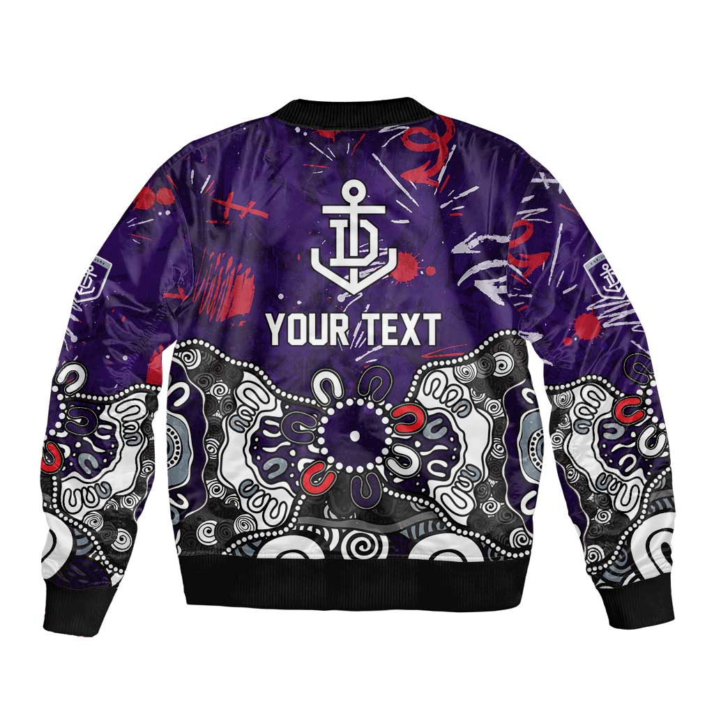 Personalized Fremantle Dockers Sleeve Zip Bomber Jacket Aboriginal Dot Painting Graffiti Style