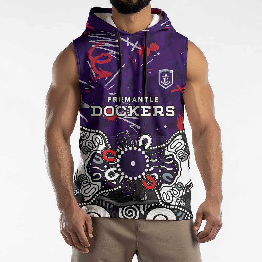 Personalized Fremantle Dockers Sleeveless Hoodie Aboriginal Dot Painting Graffiti Style