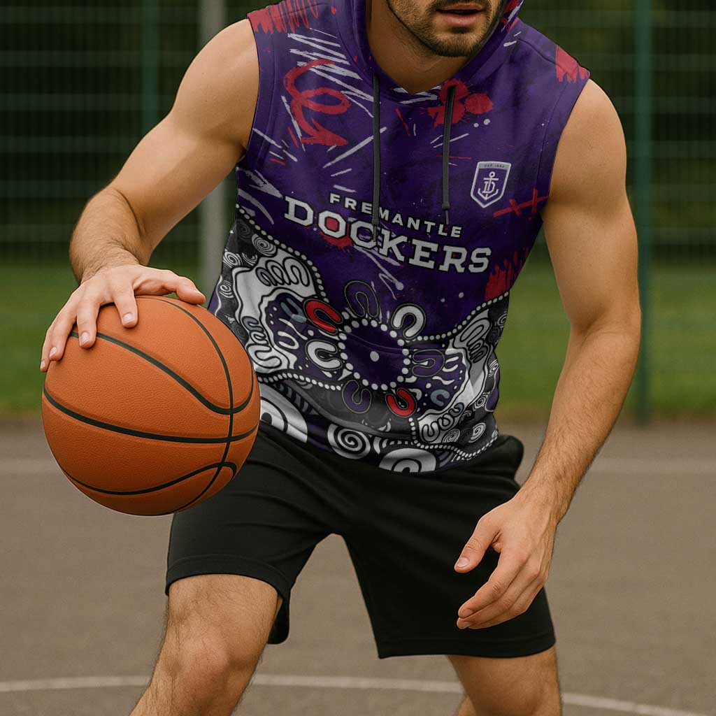 Personalized Fremantle Dockers Sleeveless Hoodie Aboriginal Dot Painting Graffiti Style