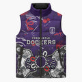 Personalized Fremantle Dockers Sleeveless Puffer Jacket Aboriginal Dot Painting Graffiti Style