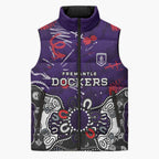 Personalized Fremantle Dockers Sleeveless Puffer Jacket Aboriginal Dot Painting Graffiti Style