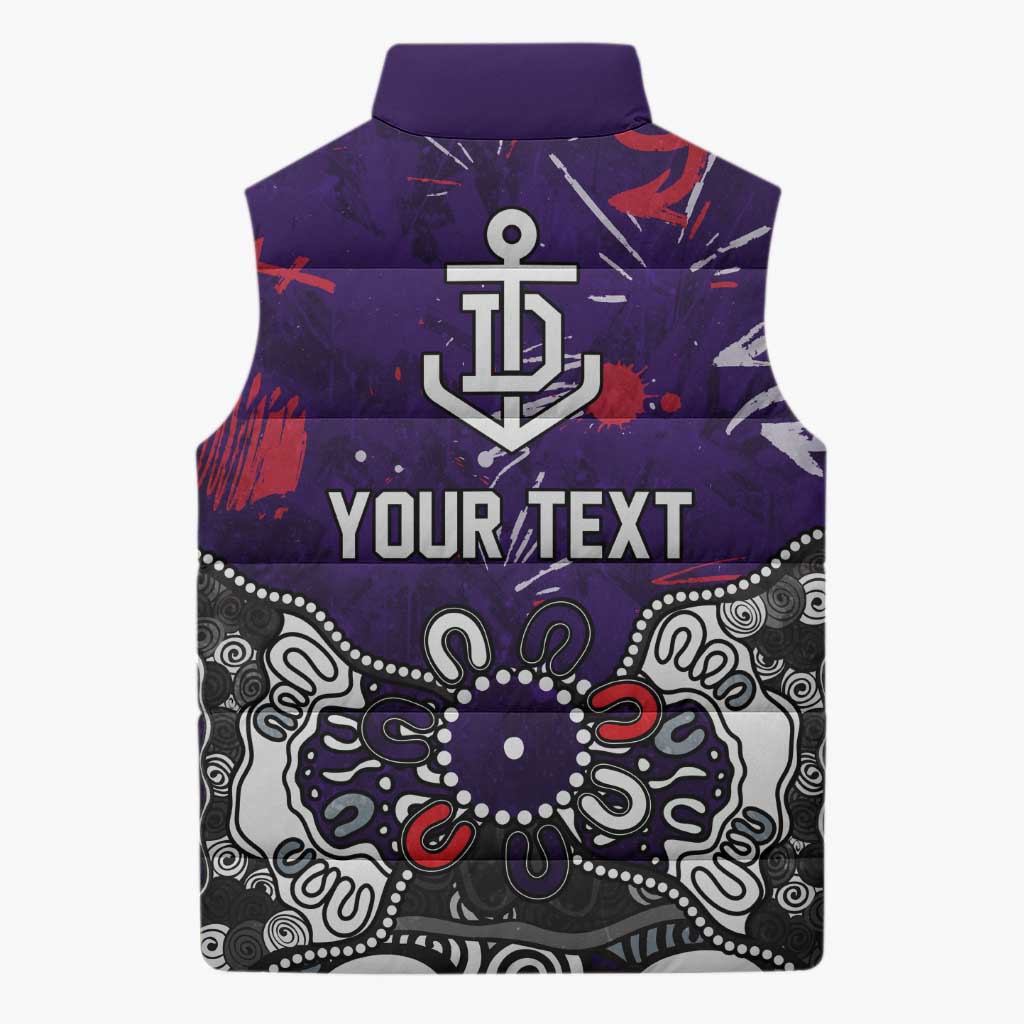 Personalized Fremantle Dockers Sleeveless Puffer Jacket Aboriginal Dot Painting Graffiti Style