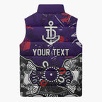 Personalized Fremantle Dockers Sleeveless Puffer Jacket Aboriginal Dot Painting Graffiti Style