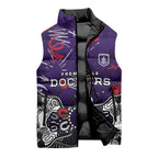 Personalized Fremantle Dockers Sleeveless Puffer Jacket Aboriginal Dot Painting Graffiti Style
