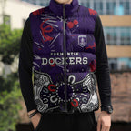 Personalized Fremantle Dockers Sleeveless Puffer Jacket Aboriginal Dot Painting Graffiti Style