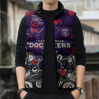 Personalized Fremantle Dockers Sleeveless Puffer Jacket Aboriginal Dot Painting Graffiti Style