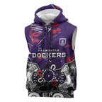 Personalized Fremantle Dockers Sleeveless Zip Hoodie Aboriginal Dot Painting Graffiti Style