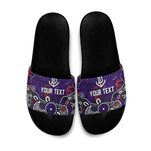 Personalized Fremantle Dockers Slide Sandals Aboriginal Dot Painting Graffiti Style