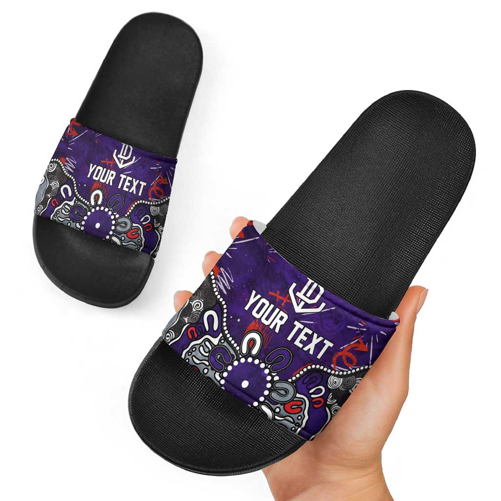 Personalized Fremantle Dockers Slide Sandals Aboriginal Dot Painting Graffiti Style