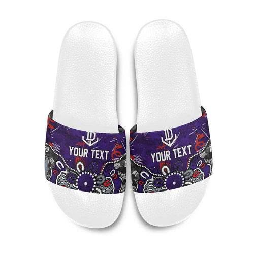 Personalized Fremantle Dockers Slide Sandals Aboriginal Dot Painting Graffiti Style