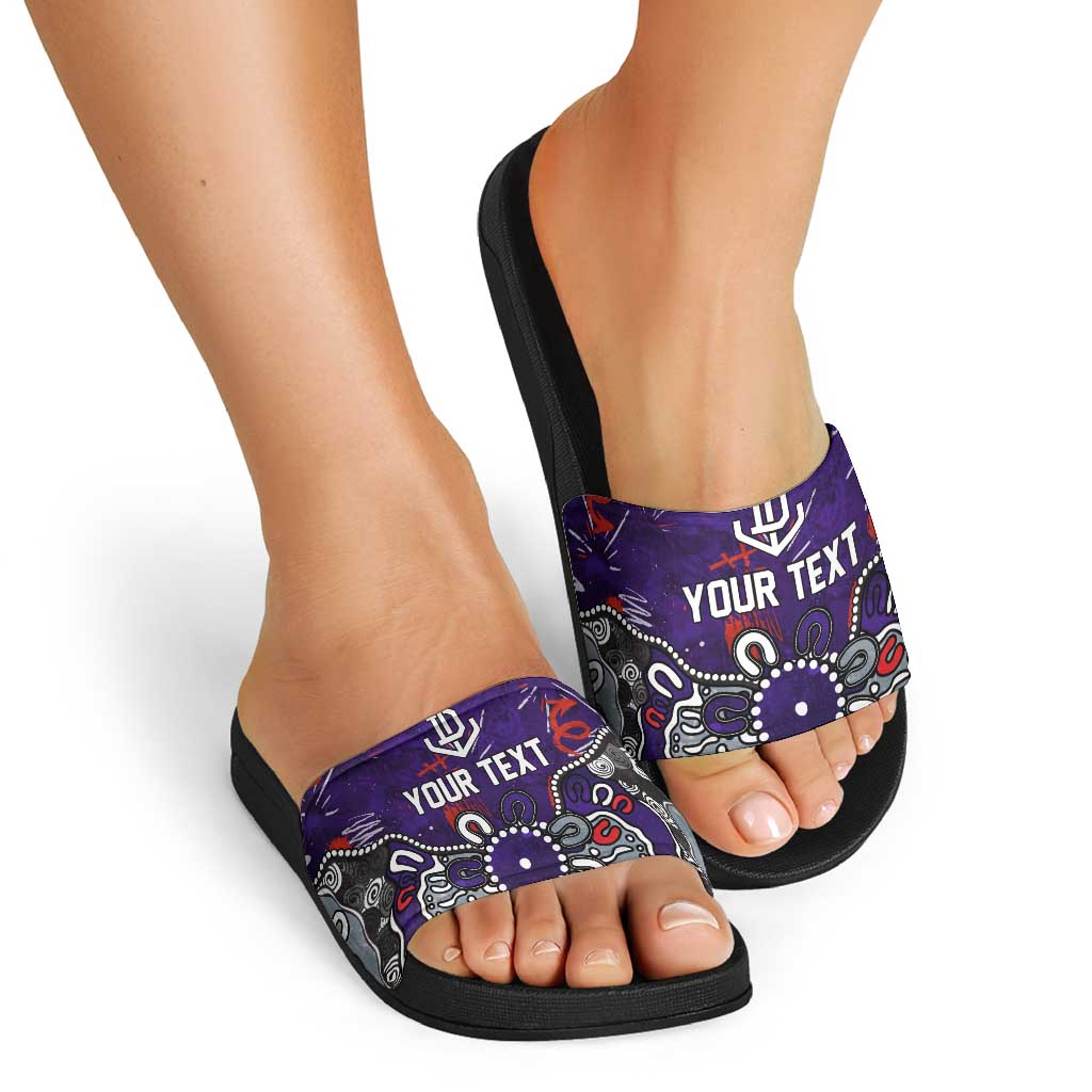 Personalized Fremantle Dockers Slide Sandals Aboriginal Dot Painting Graffiti Style